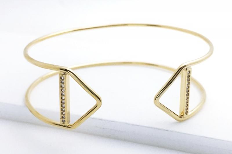 [Ozel] Vintage Vibe Glossy Brass Cubic Bracelet