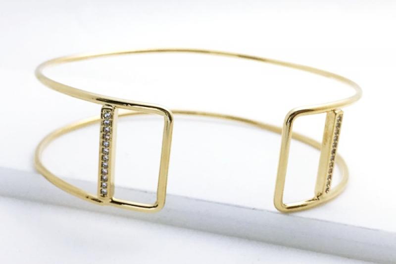 [Ozel] Girlfriend Gift Glossy Brass Cubic Bracelet