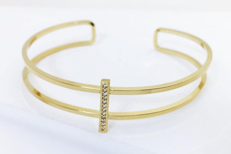 Unique Mood Glossy Brass Cubic Bracelet [Ozel]