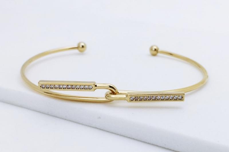 [Ozel] Daily Point Glossy Brass Cubic Bracelet