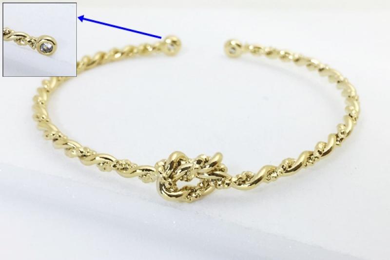 [Ozel] Romantic Mood Glossy Brass Cubic Bracelet