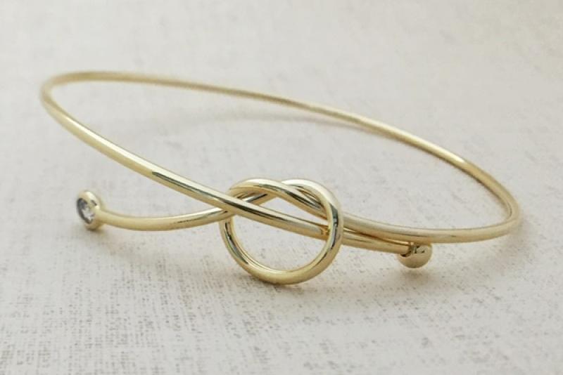[Ozel] Delicate Fit Glossy Brass Cubic Bracelet