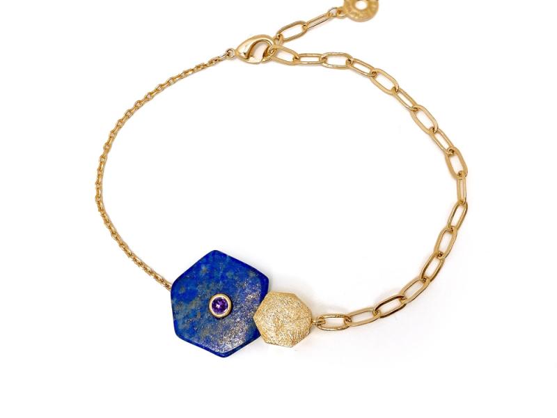 [Ozel] Shiny BRASS/ZINC/ACRYLIC Cubic Zirconia Bracelet