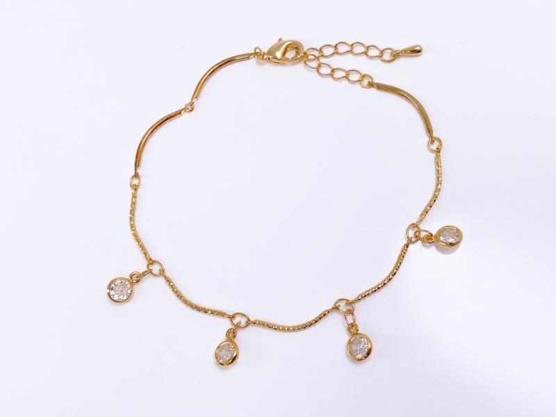 [오젤] 캐주얼 무드 유광 신주 큐빅 팔찌
