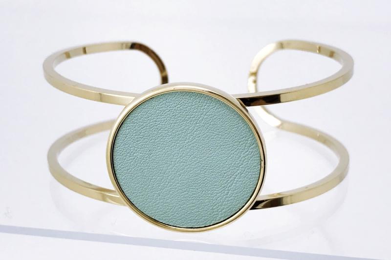 [Ozel] Luxurious Glossy Leather Brass Bracelet