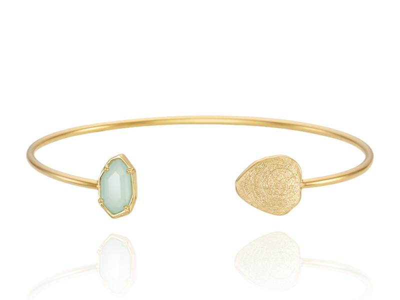 [Ozel] Shiny Curved BRASS Glass Bracelet