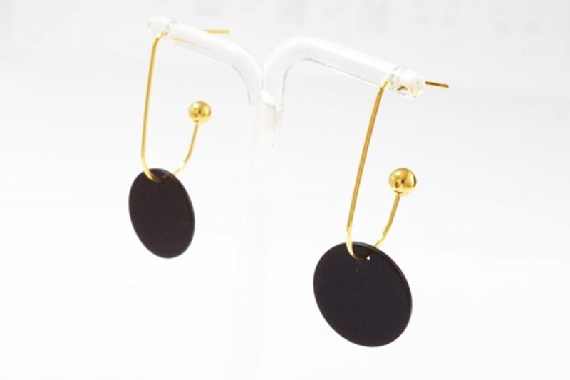[Ozel] Statement Look Glossy Brass Earrings