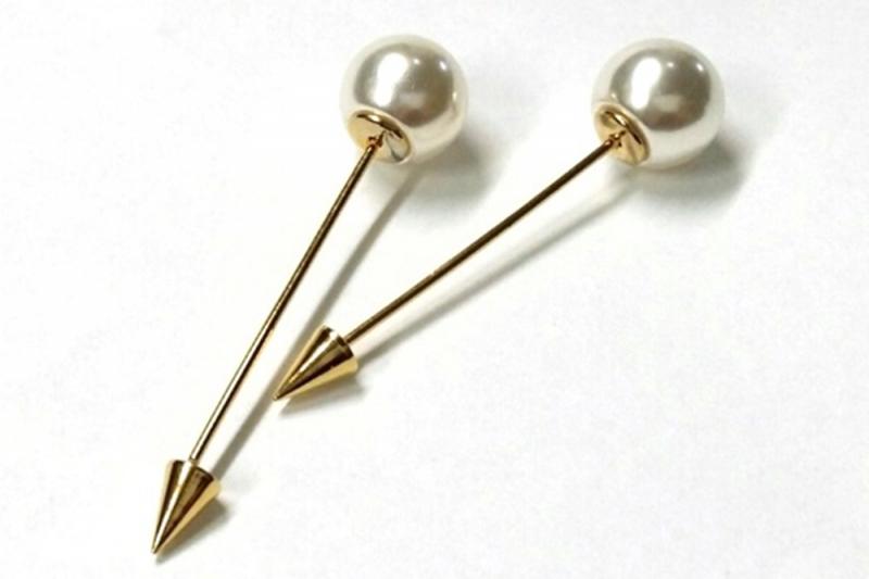 [Ozel] Luxurious Glossy Brass Pearl Earrings