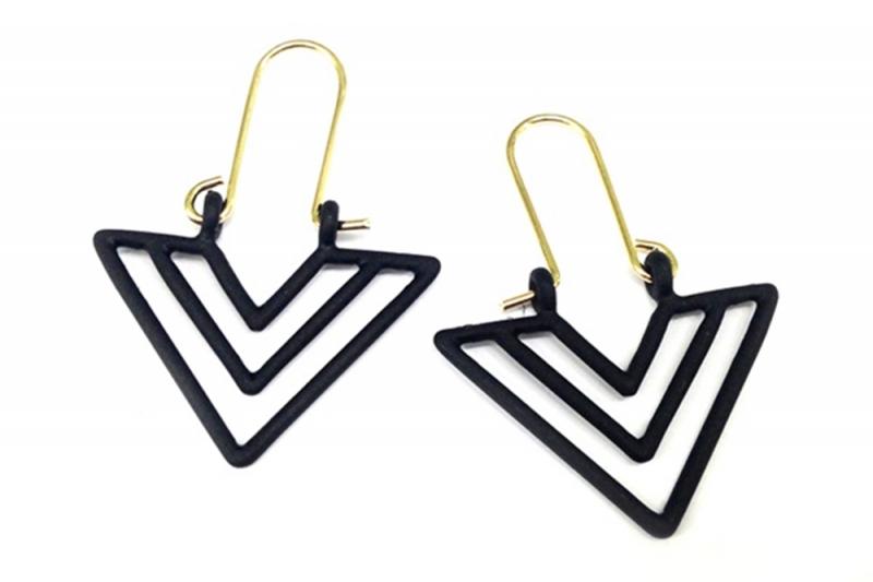 [Ozel] Layered Glossy Brass Zinc Alloy Earrings