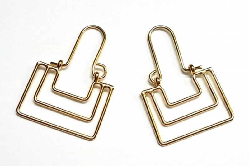 [Ozel] Vintage Vibe Glossy Brass Zinc Alloy Earrings
