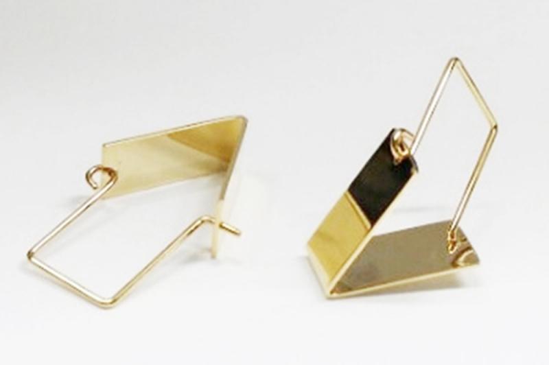 [Ozel] Daily Point Glossy Brass Earrings
