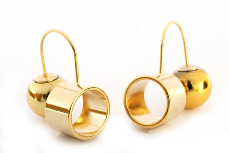 [Ozel] Feminine Glossy Brass Earrings