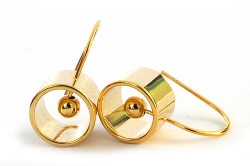 [Ozel] Chic Point Glossy Brass Earrings