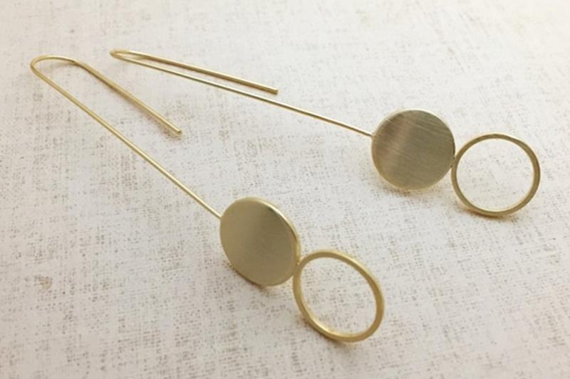 [Ozel] Simple Minimalist Matte Brass Earrings
