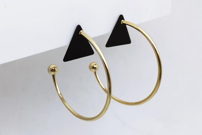 [Ozel] Daily Point Glossy Brass Earrings