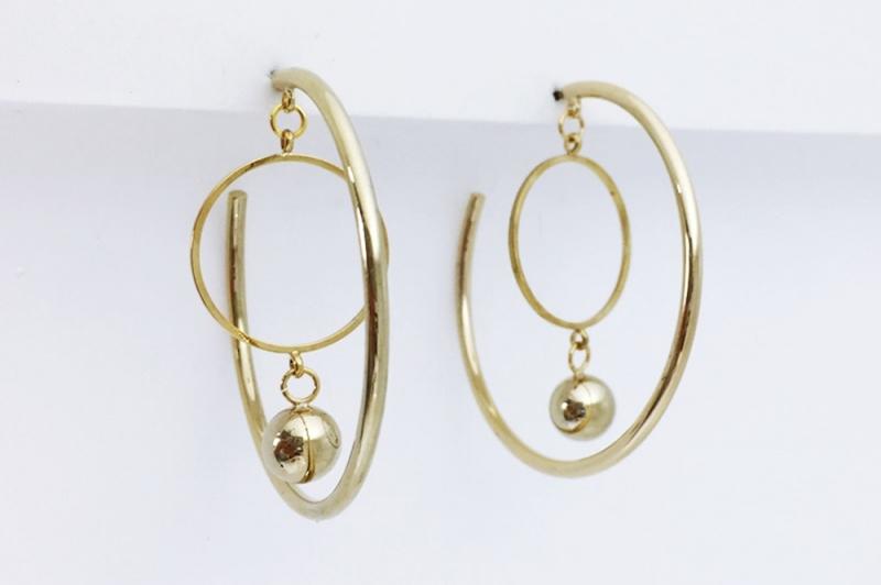 [Ozel] Chic Point Glossy Brass Earrings