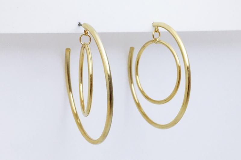[Ozel] Stylish Glossy Brass Earrings