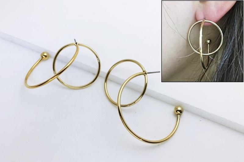 [Ozel] Layered Glossy Brass Earrings