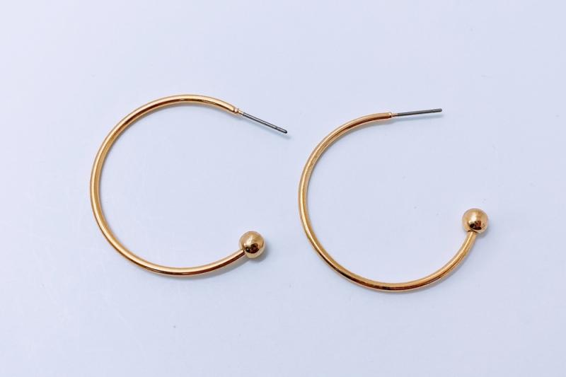 [Ozel] Point Look Glossy Brass Earrings