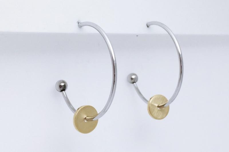 [Ozel] Modern Classic Matte Glossy Brass Earrings
