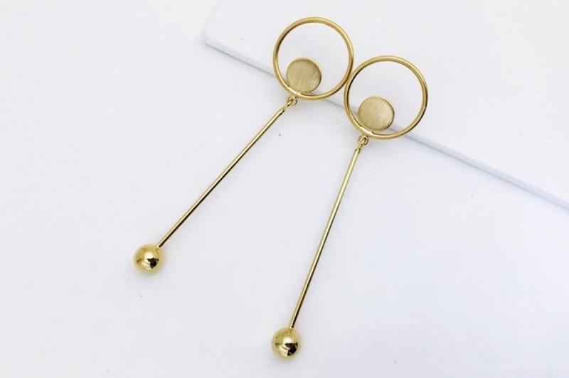 [Ozel] Simple Minimal Matte Glossy Brass Earrings
