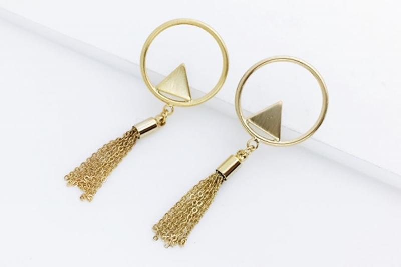 ] Wedding Guest Look Matte Glossy Brass Earrings [Ozel]