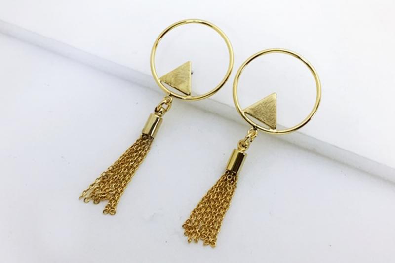 [Ozel] Modern Classic Asymmetrical Curve Matte Brass Earrings [Ozel