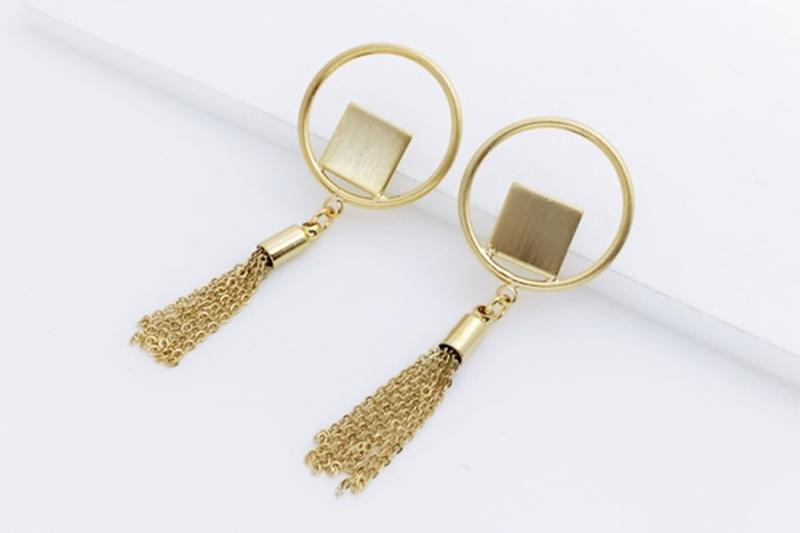 Simple Minimal Matte Glossy Brass Earrings [Ozel]