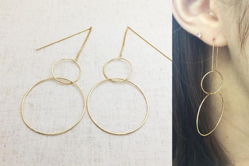 Subtle Charm Glossy Chain Brass Earrings [Ozel]