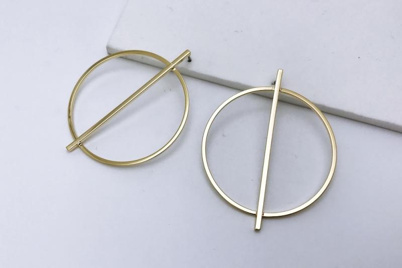 [Ozel] Point Look Glossy Brass Earrings
