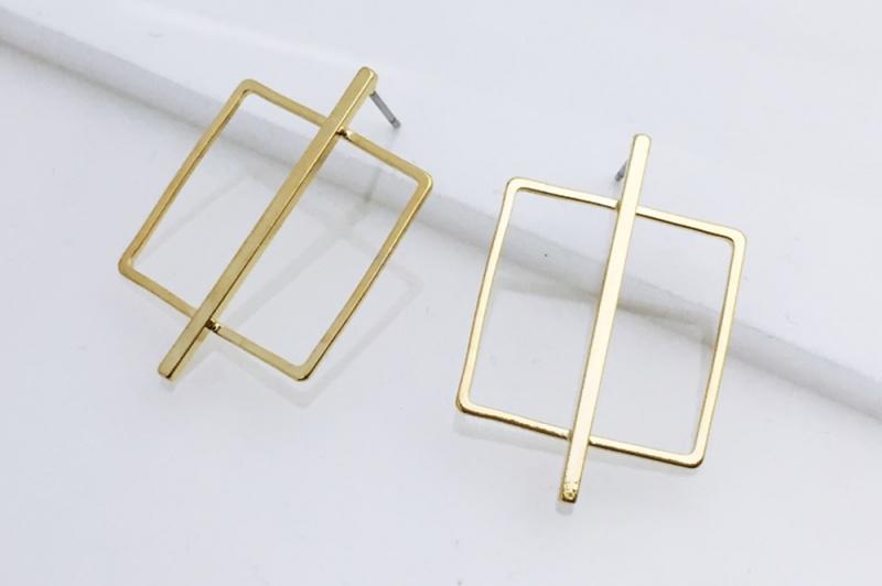 [Ozel] Wedding Guest Look Glossy Brass Earrings