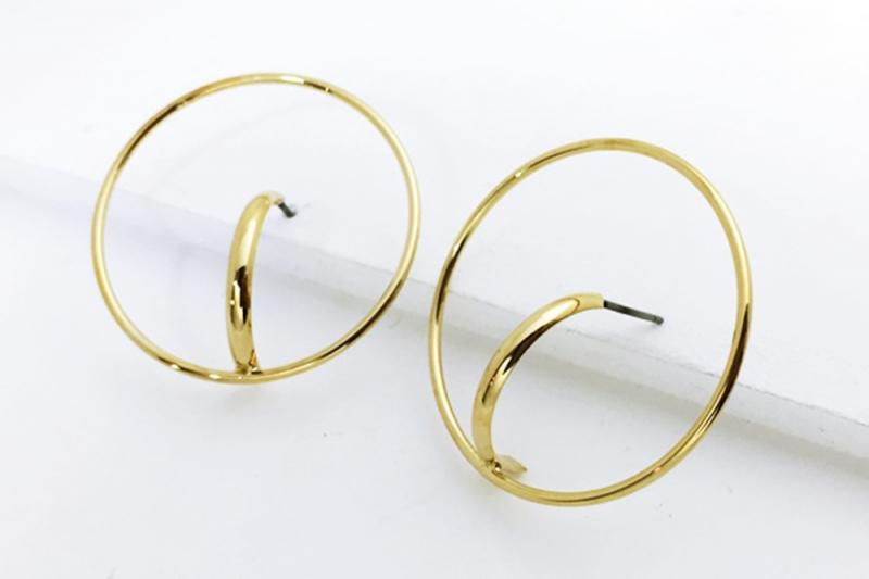 [Ozel] Simple Minimal Glossy Brass Earrings