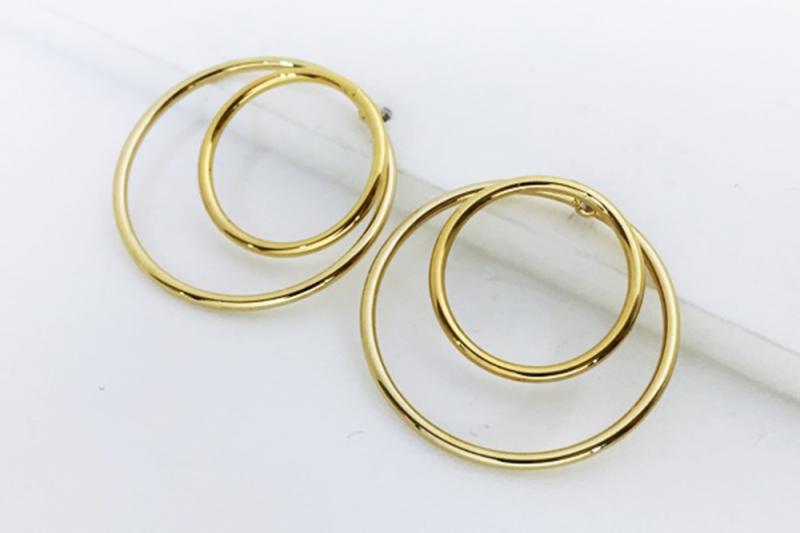 [Ozel] Layered Glossy Brass Earrings