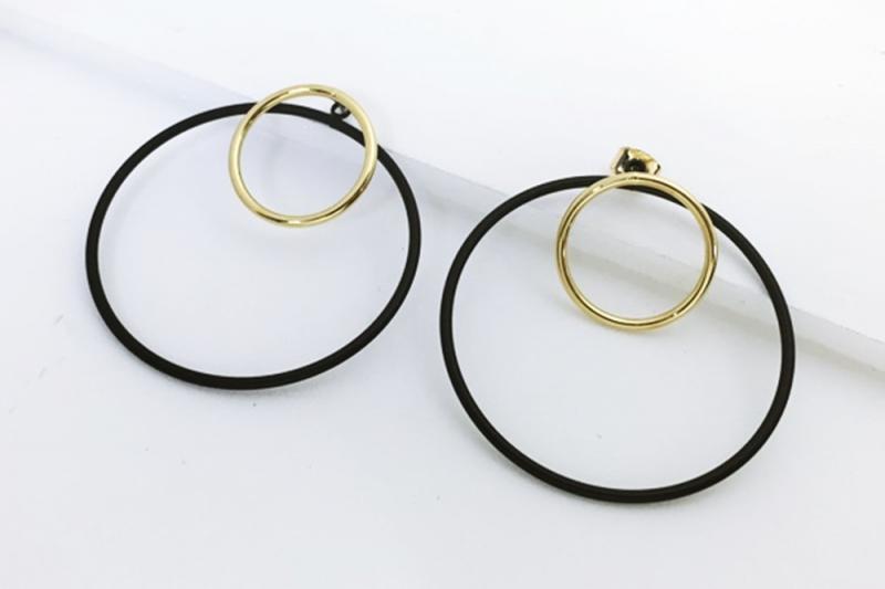 [Ozel] Statement Look Glossy Brass Earrings