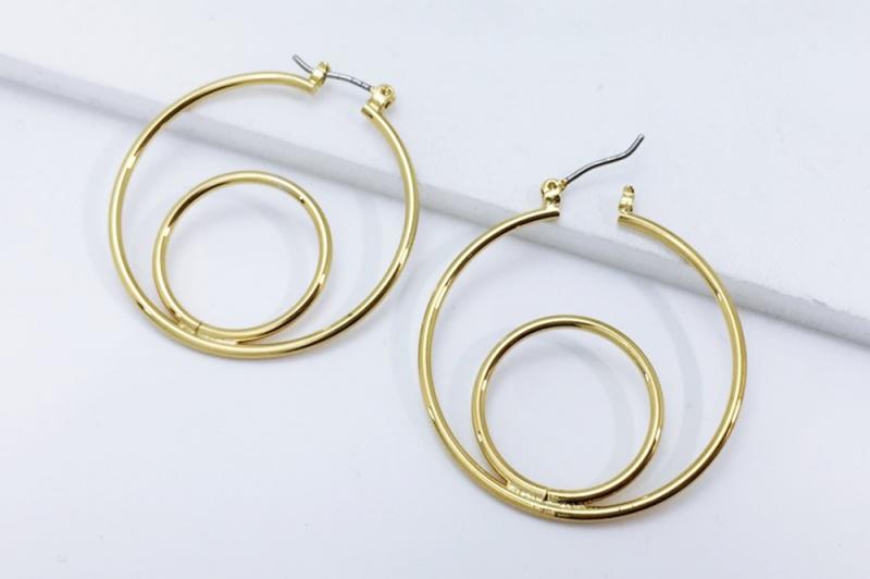 [Ozel] Feminine Glossy Brass Earrings