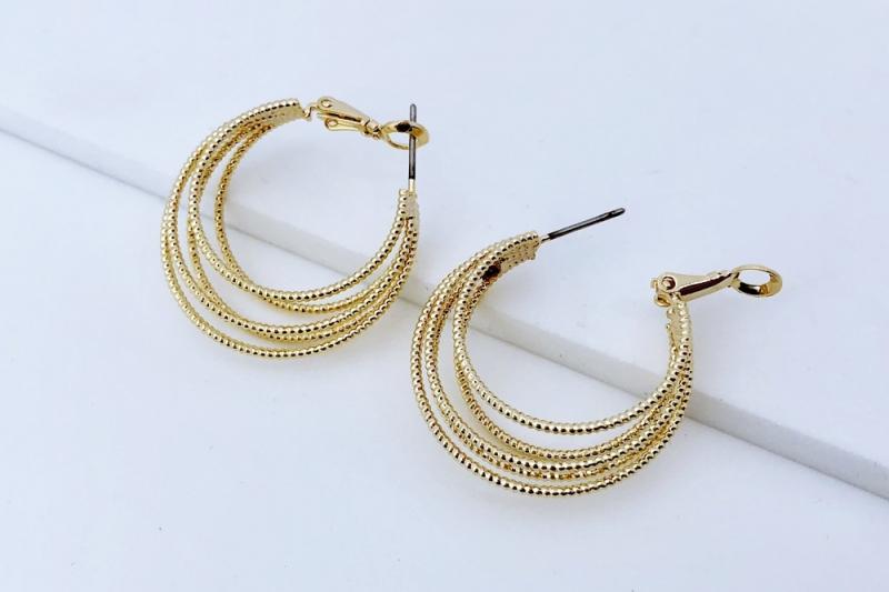 [Ozel] Daily Point Glossy Brass Earrings