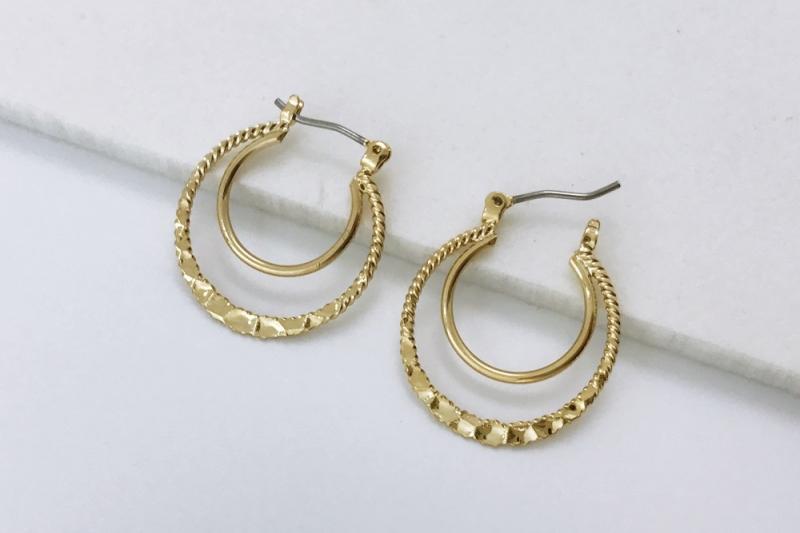 [Ozel] Layered Glossy Brass Earrings
