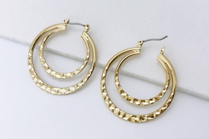 [Ozel] Daily Point Glossy Brass Earrings