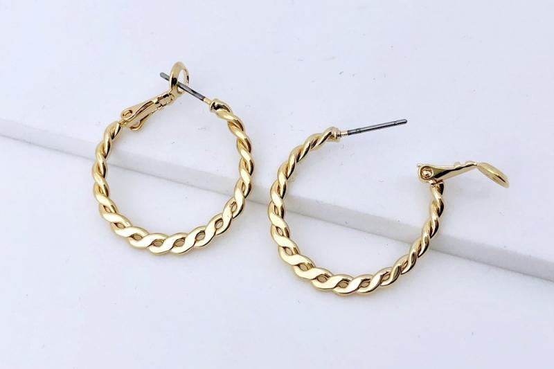 [Ozel] Vintage Vibe Glossy Brass Earrings