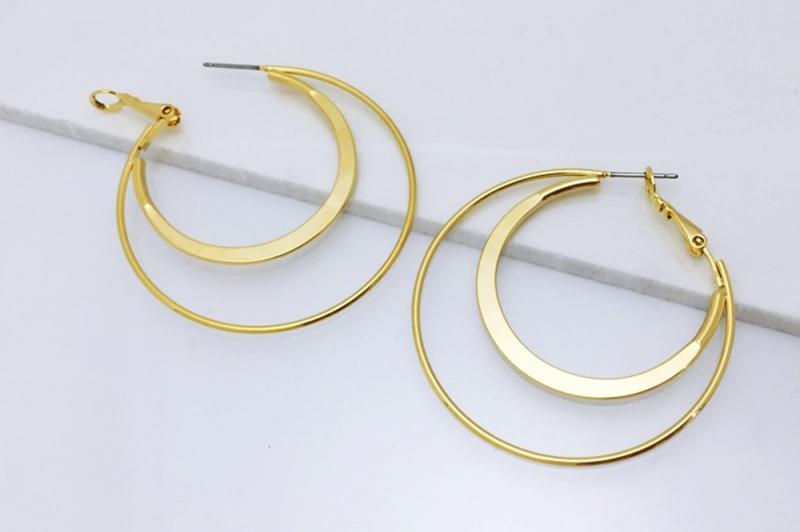 [Ozel] Subtle Charm Glossy Brass Earrings
