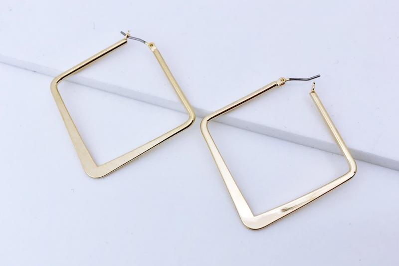 [Ozel] Point Look Glossy Brass Earrings