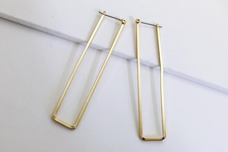 [Ozel] Daily Point Glossy Brass Earrings