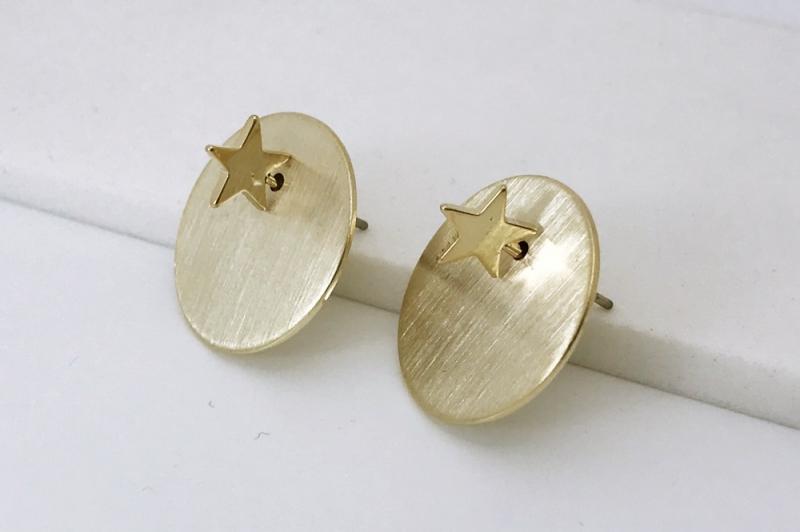 [Ozel] Modern Classic Matte & Glossy Brass Earrings