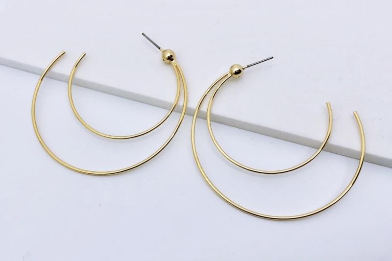 [Ozel] Casual Glossy Brass Earrings