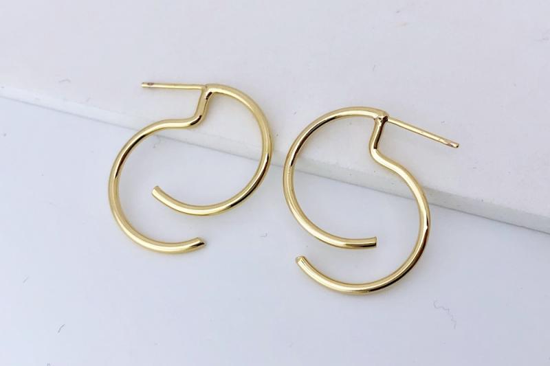 [Ozel] Layered Glossy Brass Earrings
