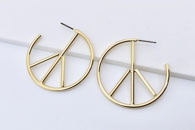 [Ozel] Statement Look Glossy Brass Earrings