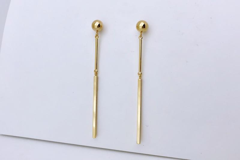 [Ozel] Point Look Glossy Brass Earrings