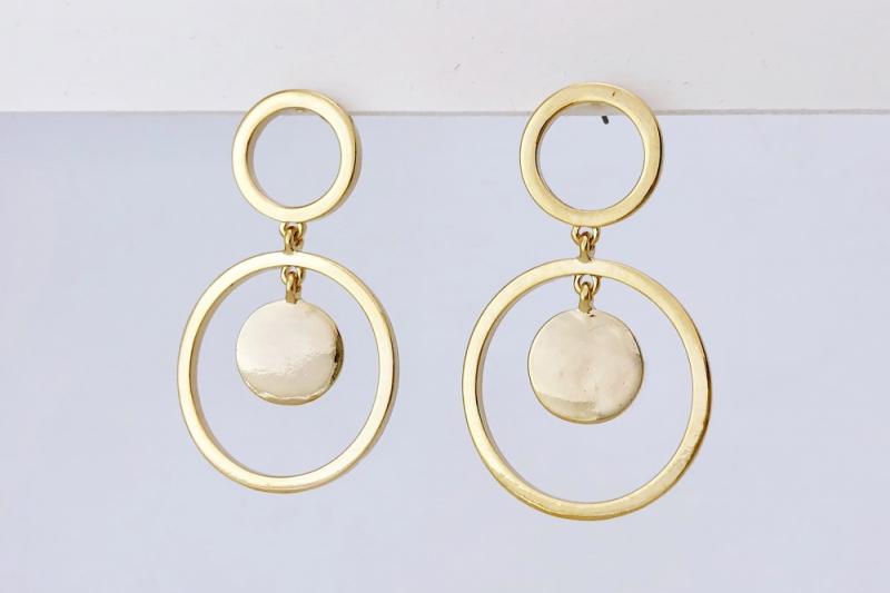 [Ozel] Layered Glossy Zinc Alloy Earrings [Ozel]