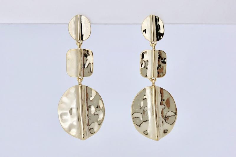 Point Look Glossy Zinc Alloy Earrings [Ozel]