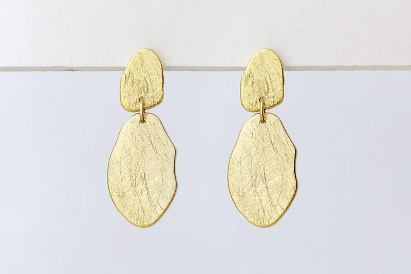 [Ozel] Chic Statement Asymmetrical Curve Brass Earrings